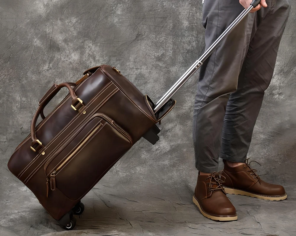 luxury leather carry on luggage